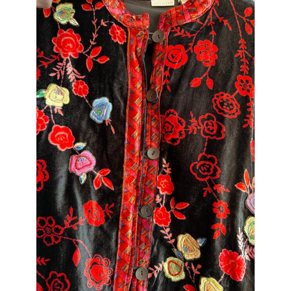 White Stage Floral Vintage Velvet Embroidered Jacket Size Small 4/6 - Picture 5 of 5